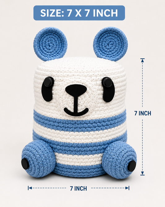 Cute Kids Crochet Panda Storage Basket | Soft Toy Organizer & Kids Room Decor 🐼