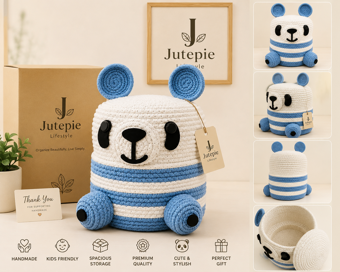 Cute Kids Crochet Panda Storage Basket | Soft Toy Organizer & Kids Room Decor 🐼