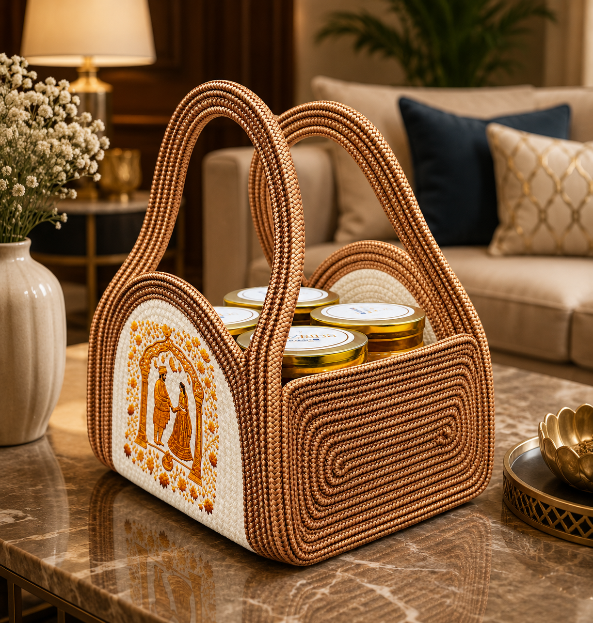 Traditional Royal Wedding Embroidered Woven Handbag – Elegant Ethnic Design