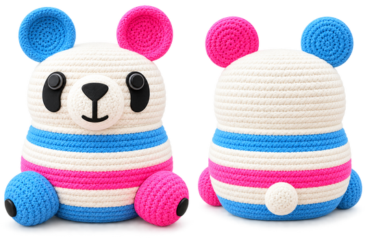 Handmade Jute Rope Bear Storage Basket for Kids | Cute Blue & Pink Toy Organizer | Animal-Shaped Basket for Nursery, Playroom & Home Decor