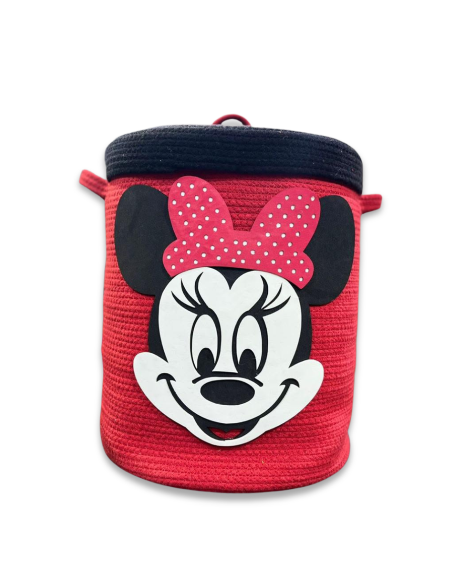 Handmade Minnie Mouse Kids Laundry Basket | Cute Girls Clothes & Toy Storage Basket |14 x 16 Inches