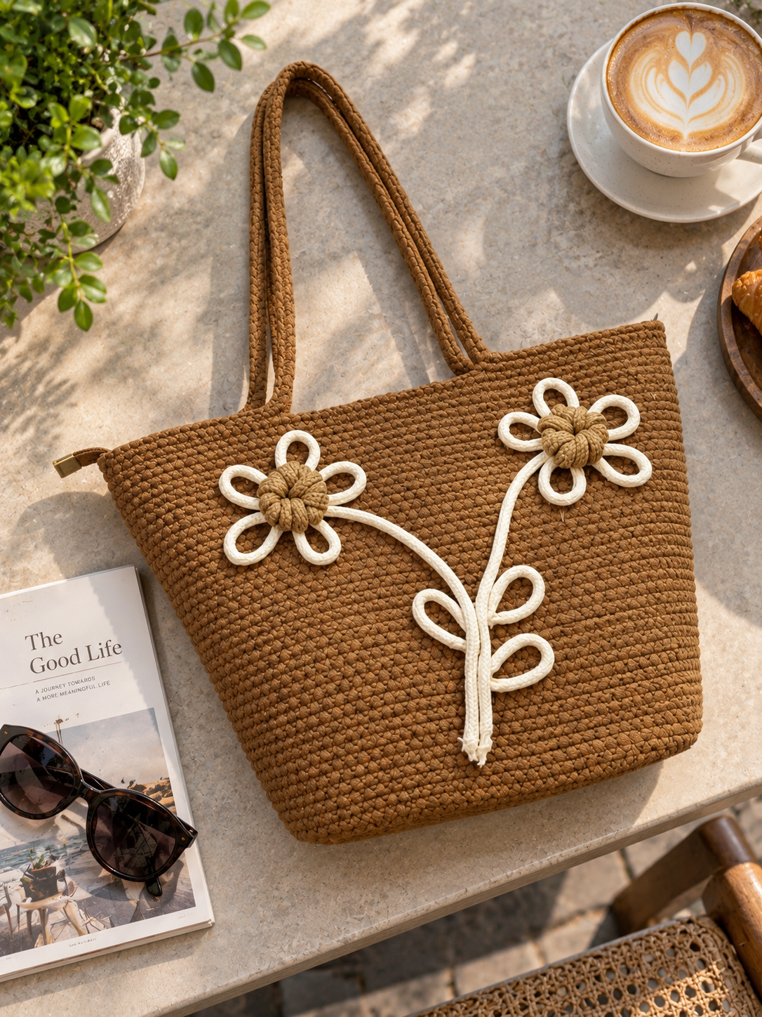 Mocha Mocha Brown Handmade Jute Handbag