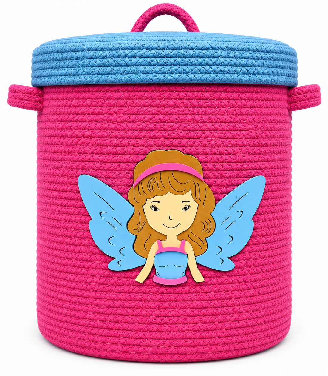 Handmade Fairy Kids Laundry Basket with Lid | Cute Girls Clothes & Toy Storage Basket | 14 x 16 Inches