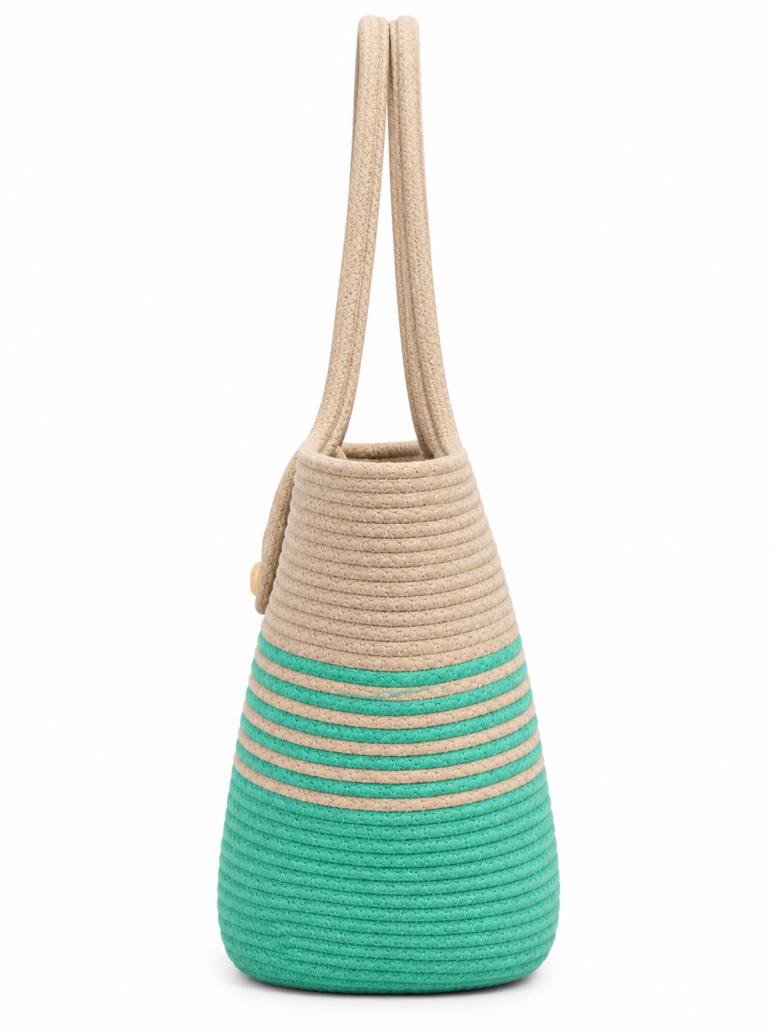 Handmade Braided Rope Tote Bag with Button Closure