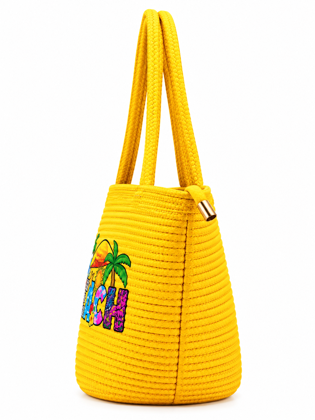 Handmade Beach Tote Bag with Decorative Beach Design | Stylish Braided Rope Carry Bag for Women-11x16 inch