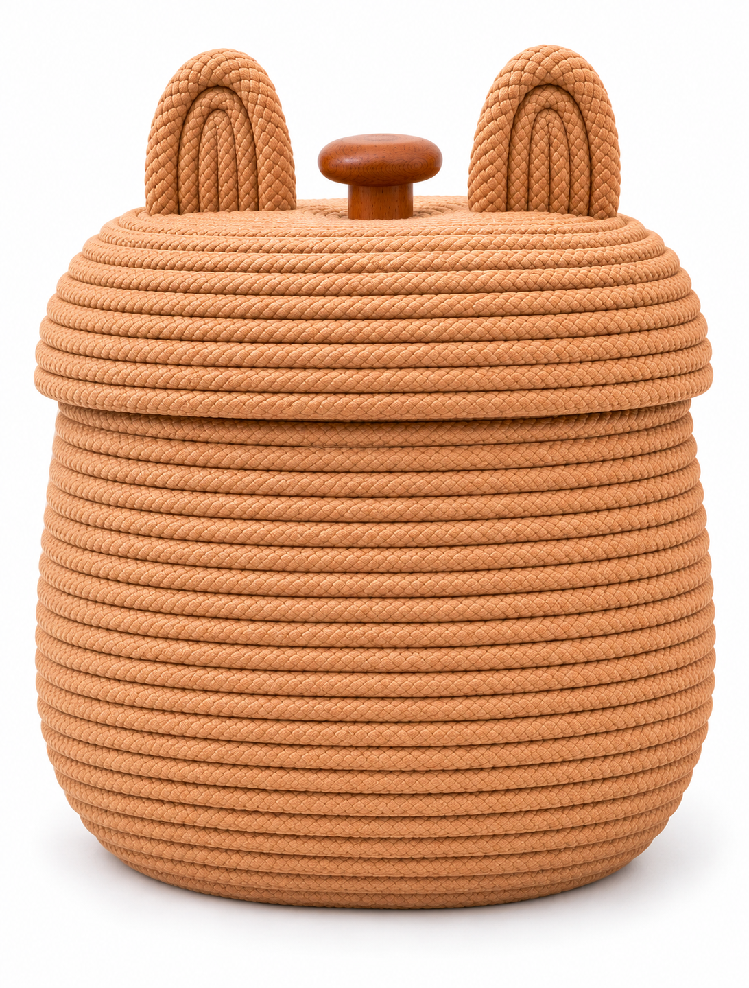 Handmade Bunny Rope Storage Basket with Lid & Handles-7x8 inch