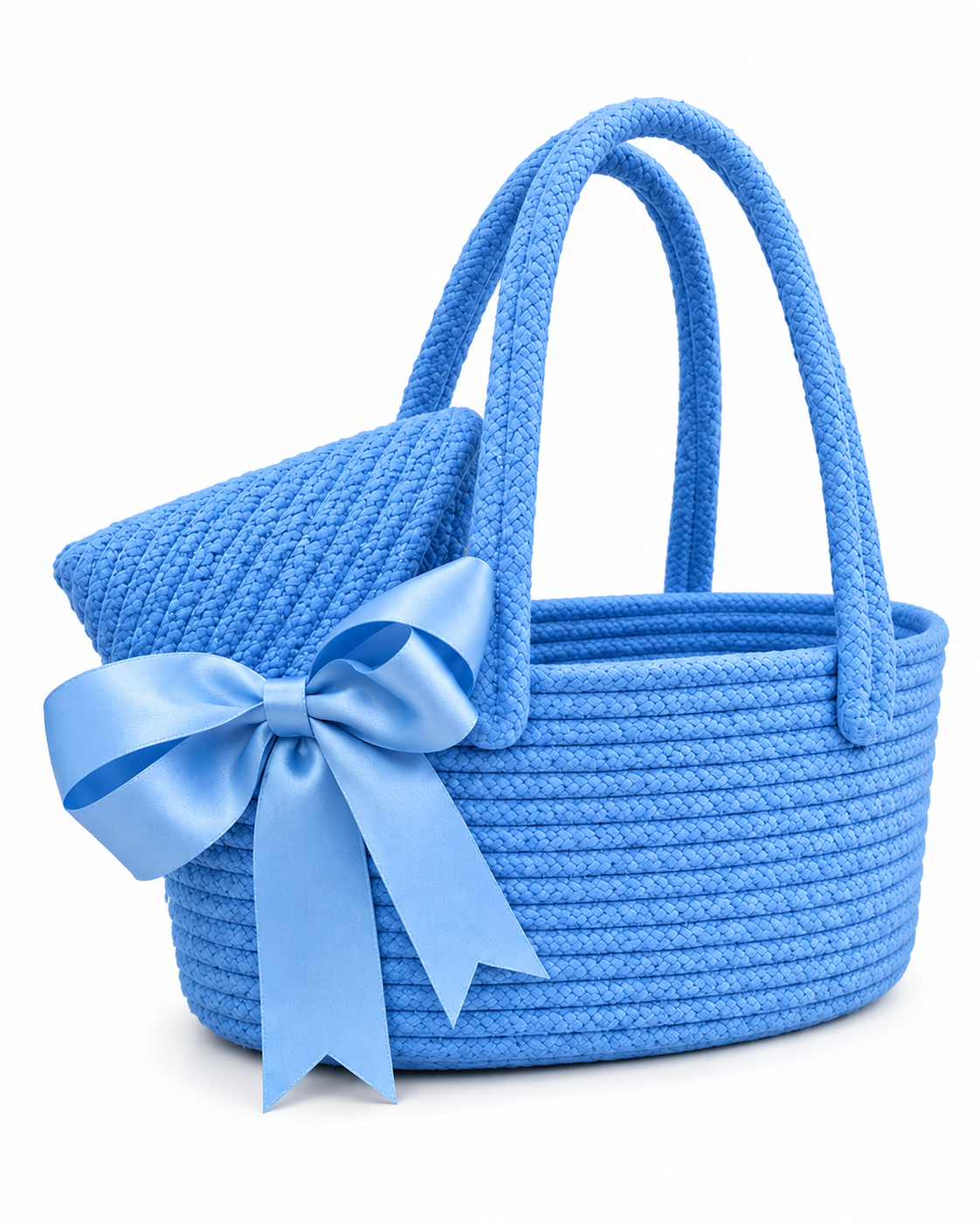 Handmade Woven Storage Basket with Bow Detail | Cute Rope Organizer Basket for Home, Nursery, Bedroom & Gift Hamper