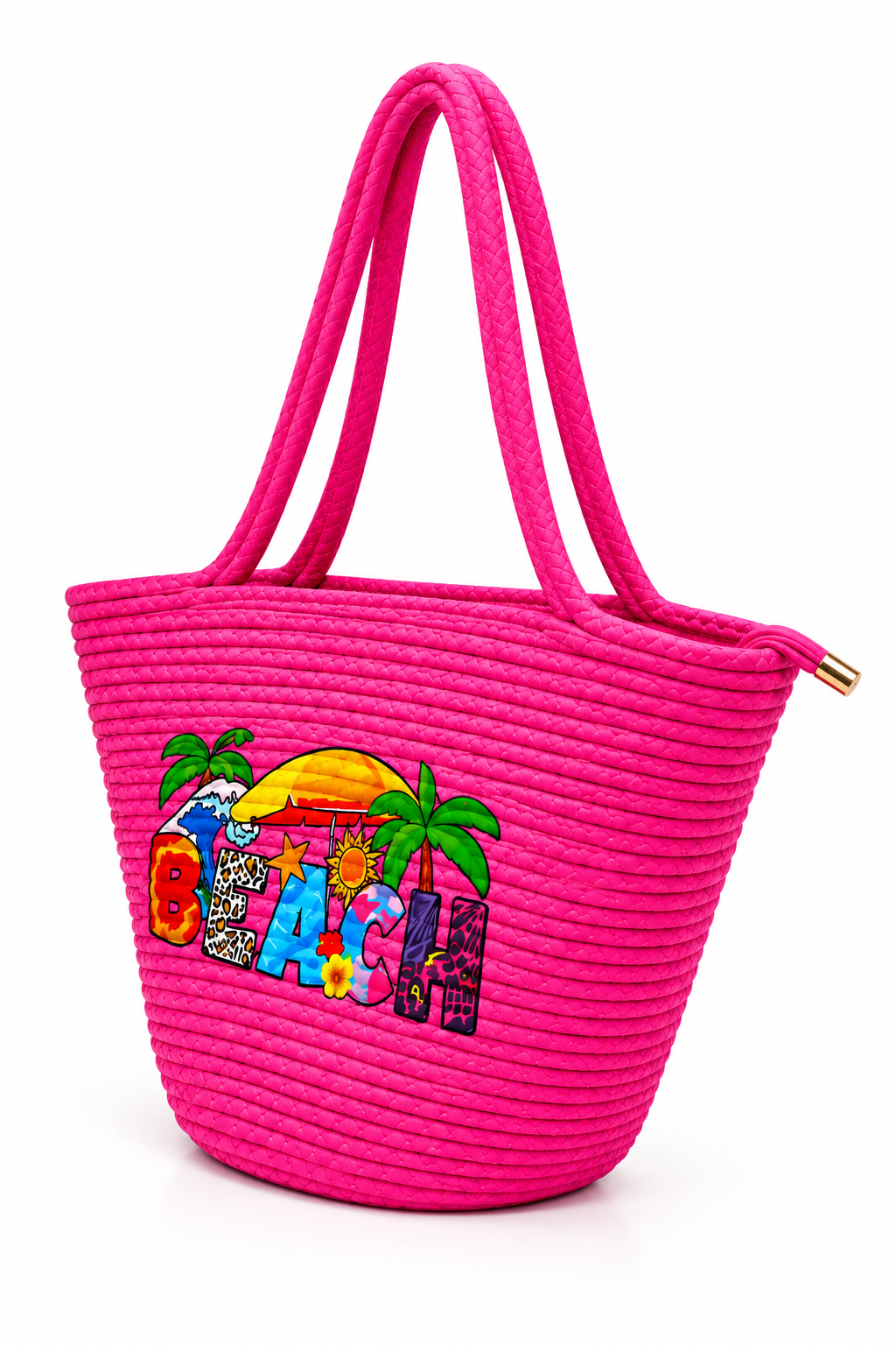 Handmade Beach Tote Bag with Decorative Beach Design | Stylish Braided Rope Carry Bag for Women-11x16 inch