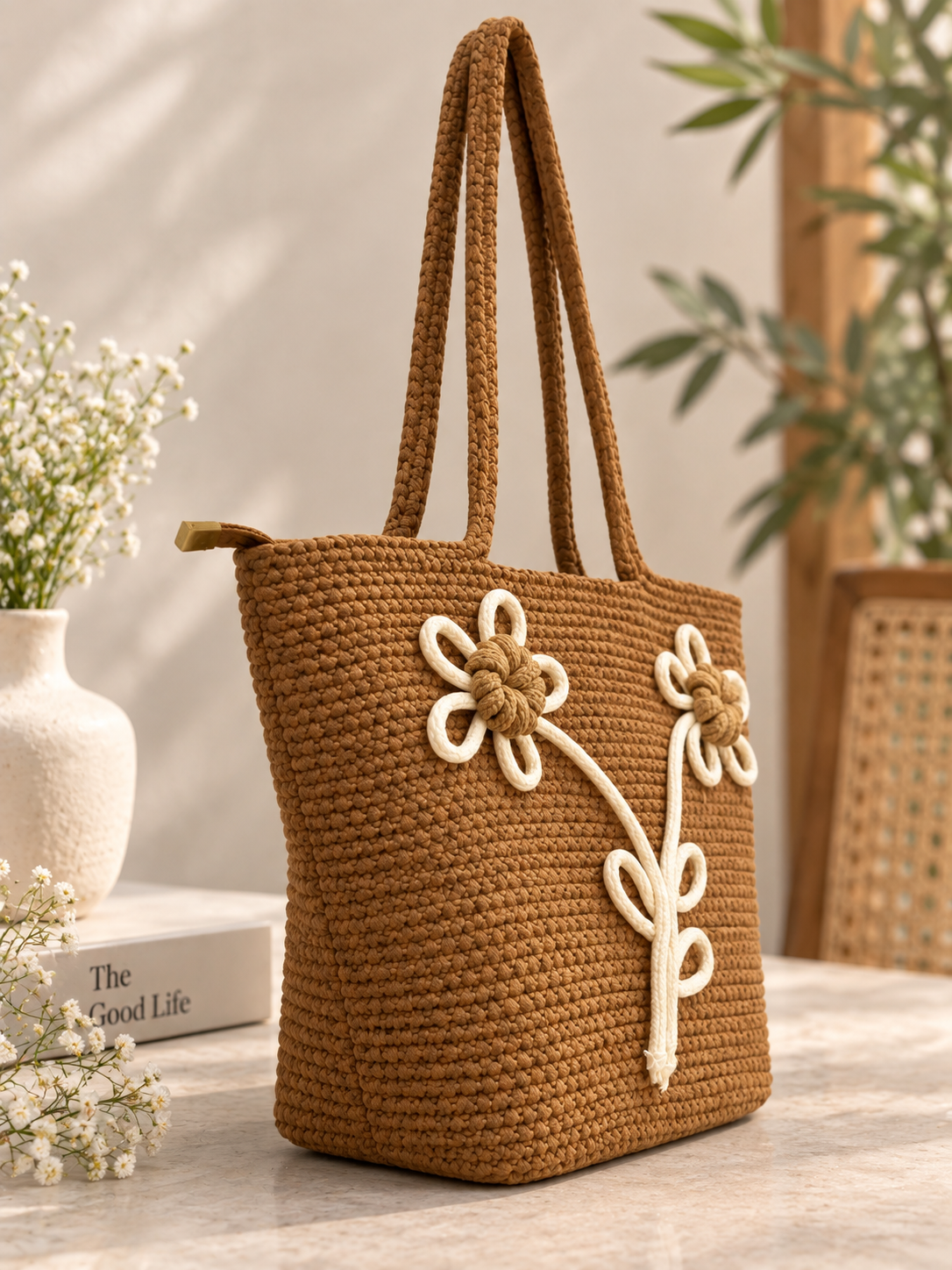Mocha Mocha Brown Handmade Jute Handbag