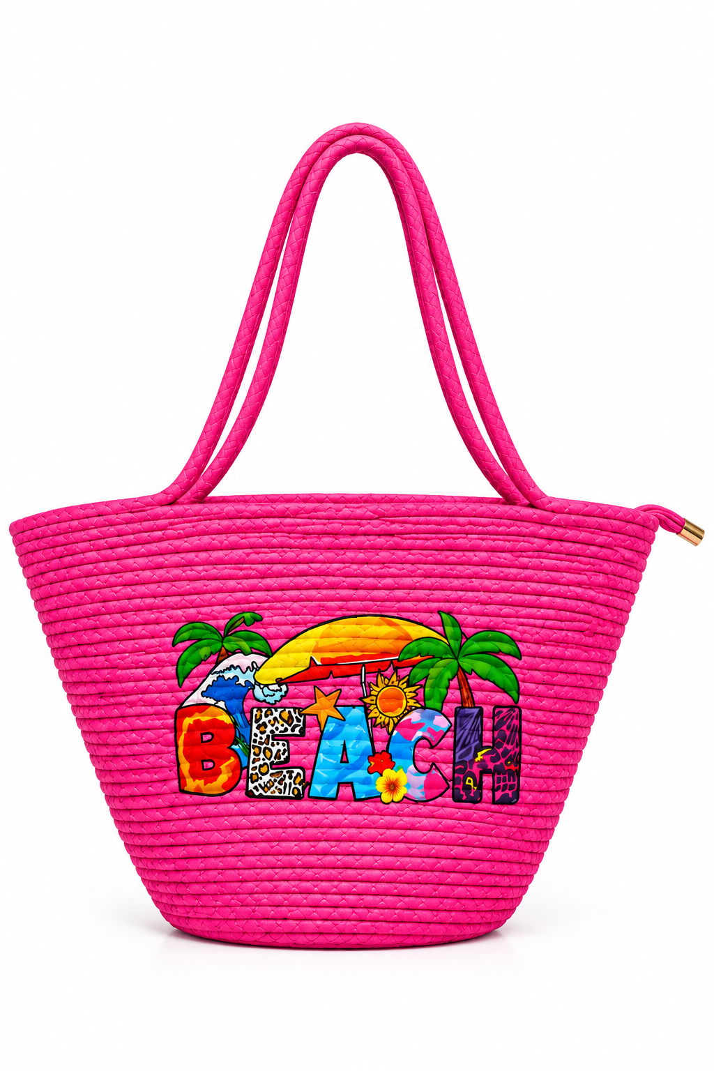 Handmade Beach Tote Bag with Decorative Beach Design | Stylish Braided Rope Carry Bag for Women-11x16 inch