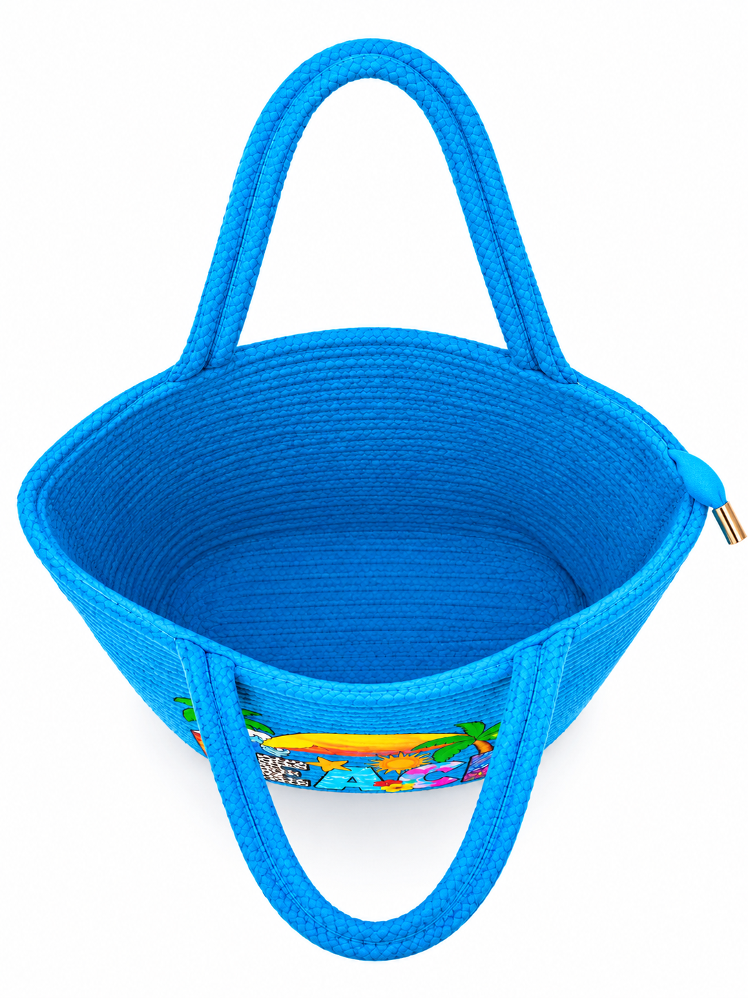 Handmade Beach Tote Bag with Decorative Beach Design | Stylish Braided Rope Carry Bag for Women-11x16 inch