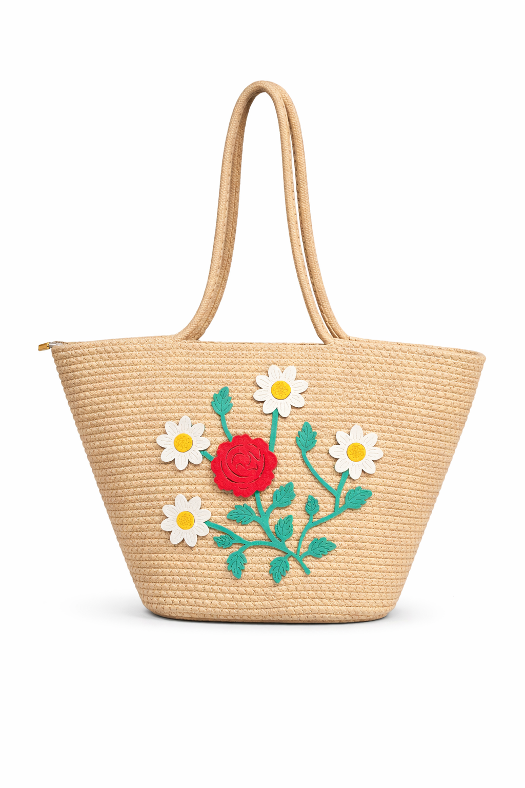 Jutepie Floral Embroidered Tote Bag – 16 Colors | Handcrafted Summer Shoulder Bag