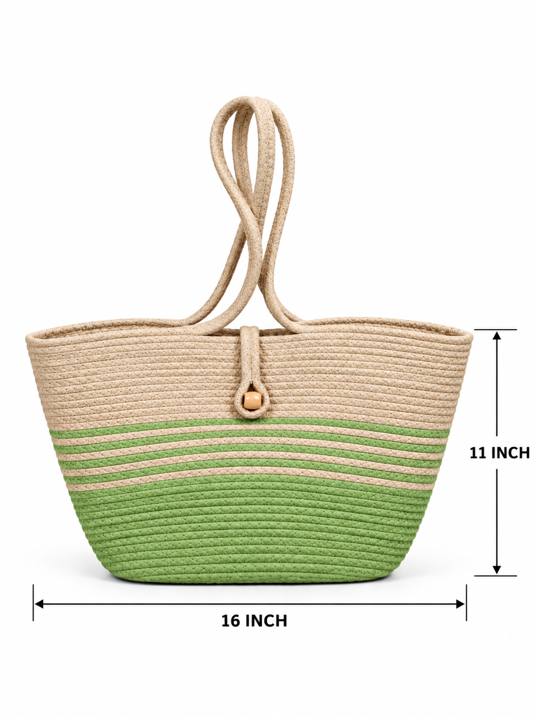 Handmade Braided Rope Tote Bag with Button Closure
