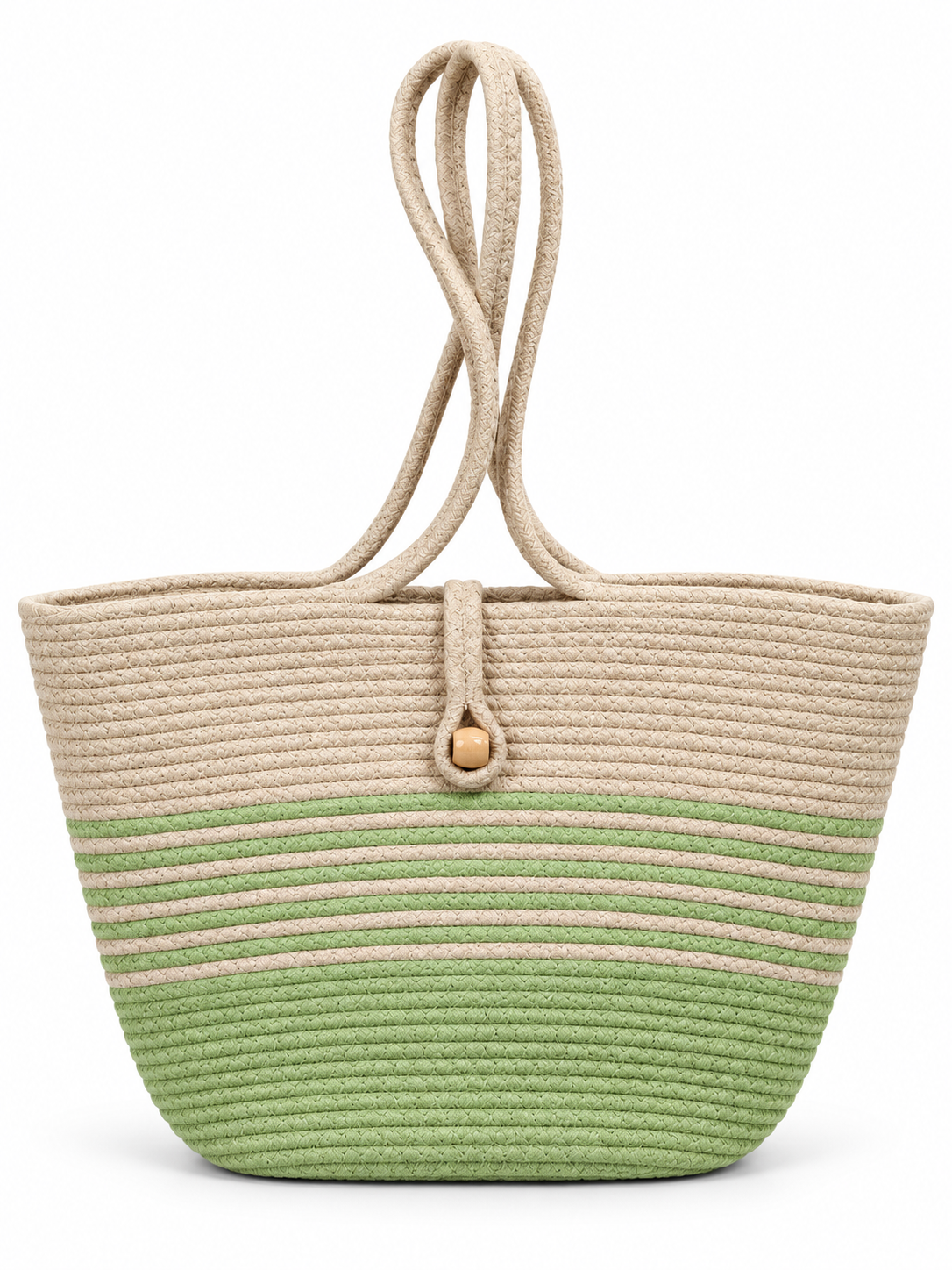 Handmade Braided Rope Tote Bag with Button Closure