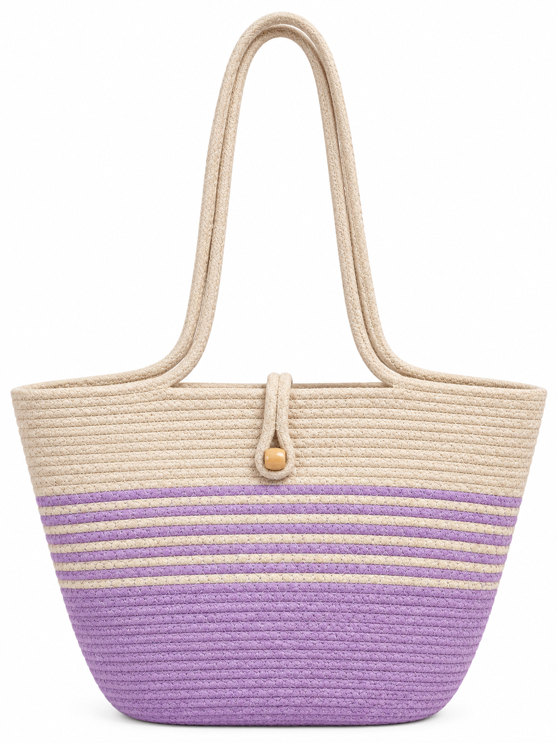 Handmade Braided Rope Tote Bag with Button Closure
