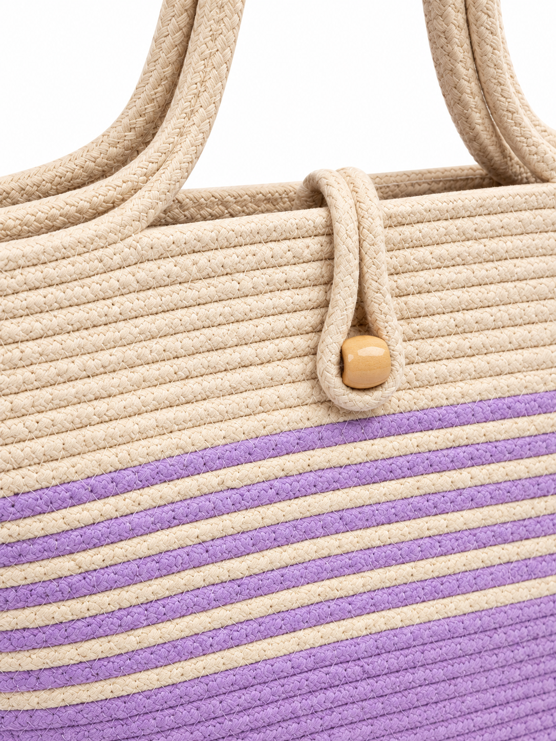 Handmade Braided Rope Tote Bag with Button Closure