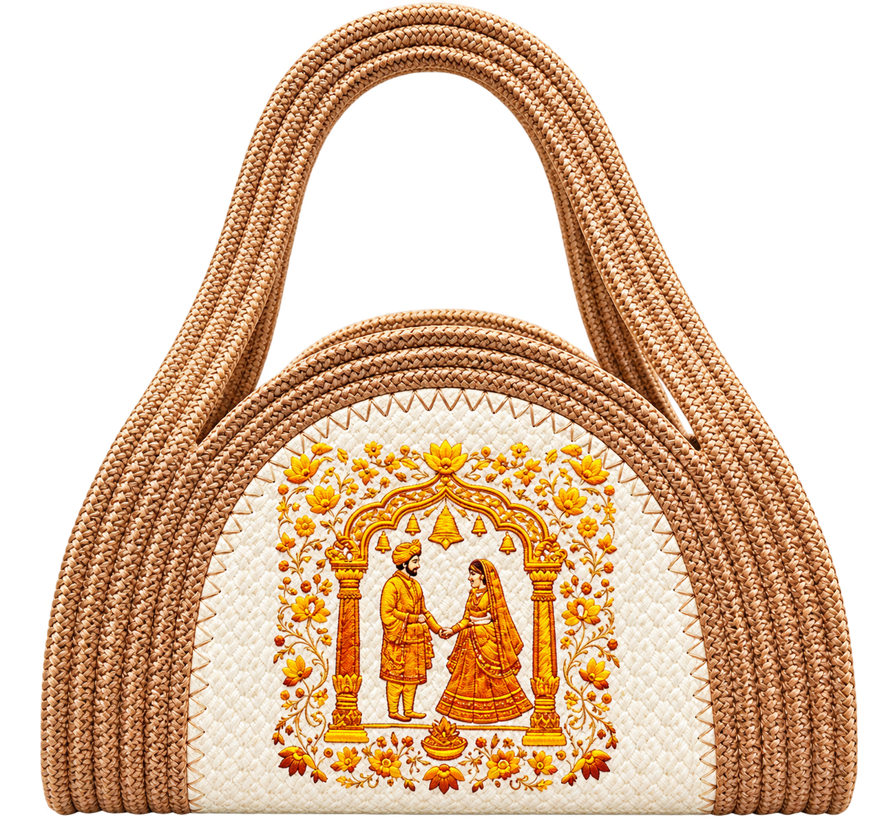 Traditional Royal Wedding Embroidered Woven Handbag – Elegant Ethnic Design