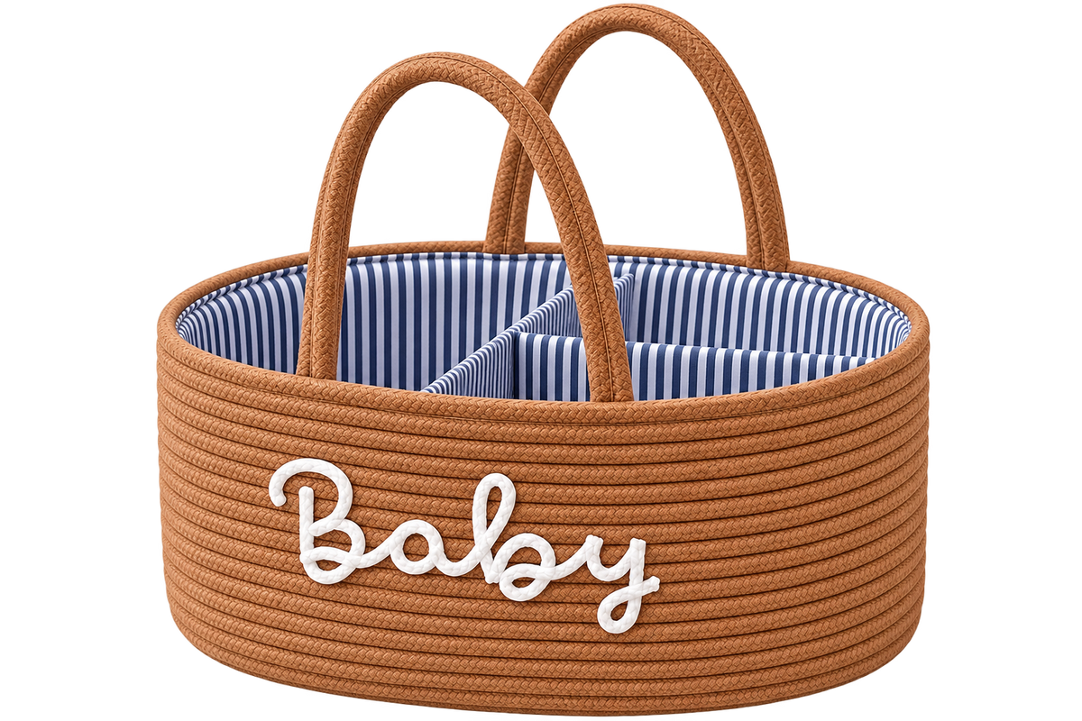 Baby Storage Basket with Handles – Stylish Nursery Organizer-12x8x8 inch