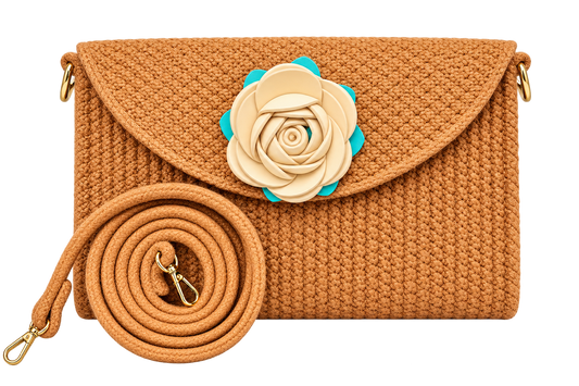 Blue Handmade Woven Sling Bag with Floral Design | Stylish Crossbody Clutch