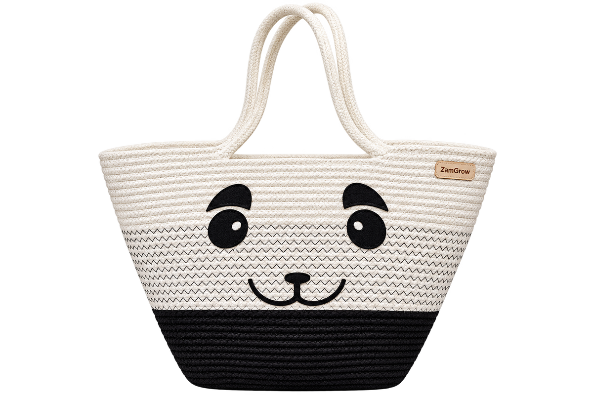 Cute Penguin Jute Tote Bag for Kids & Women – Handmade Rope Shopping Bag