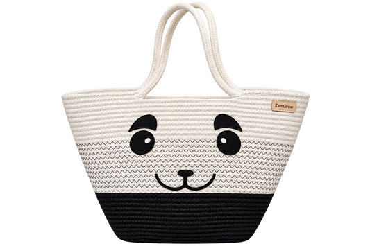 Cute Penguin Jute Tote Bag for Kids & Women – Handmade Rope Shopping Bag
