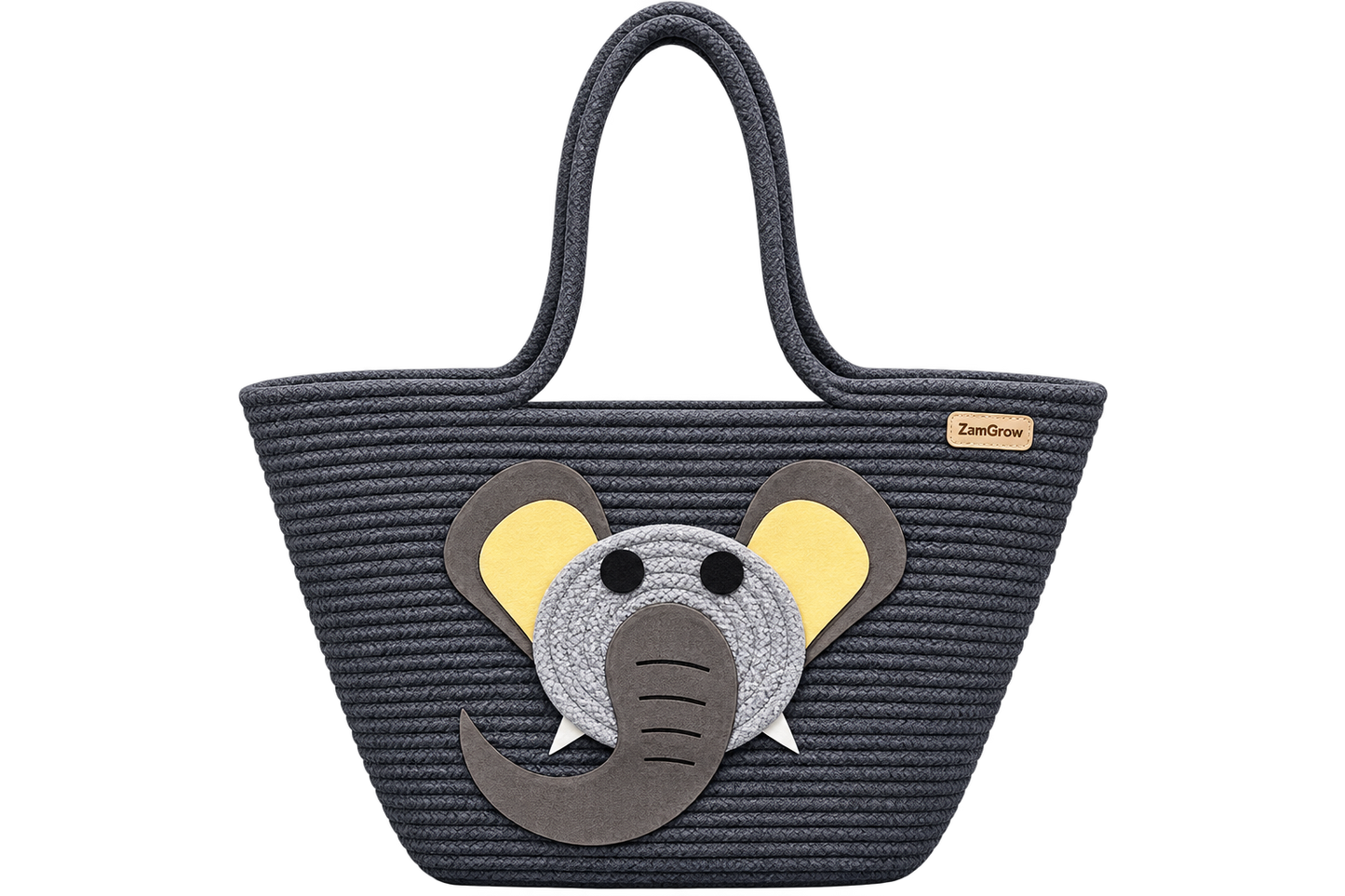 Elephant Face Woven Jute Tote Bag – Cute Eco-Friendly Shopping & Gift Bag