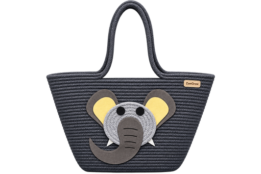 Elephant Face Woven Jute Tote Bag – Cute Eco-Friendly Shopping & Gift Bag