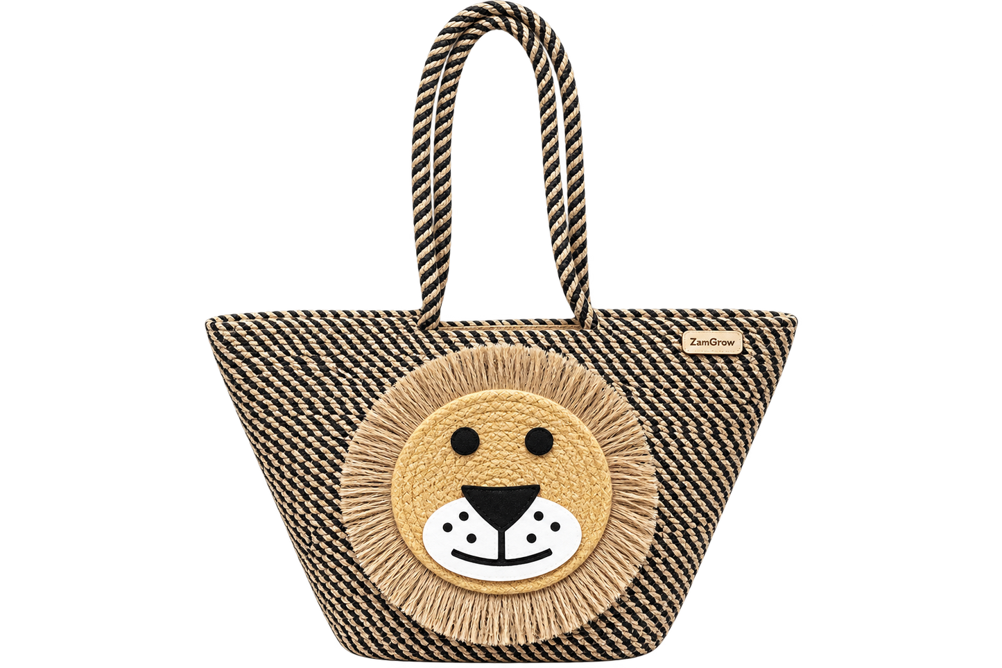 Lion Face Jute Tote Bag | Handmade Decorative Shopping & Carry Bag