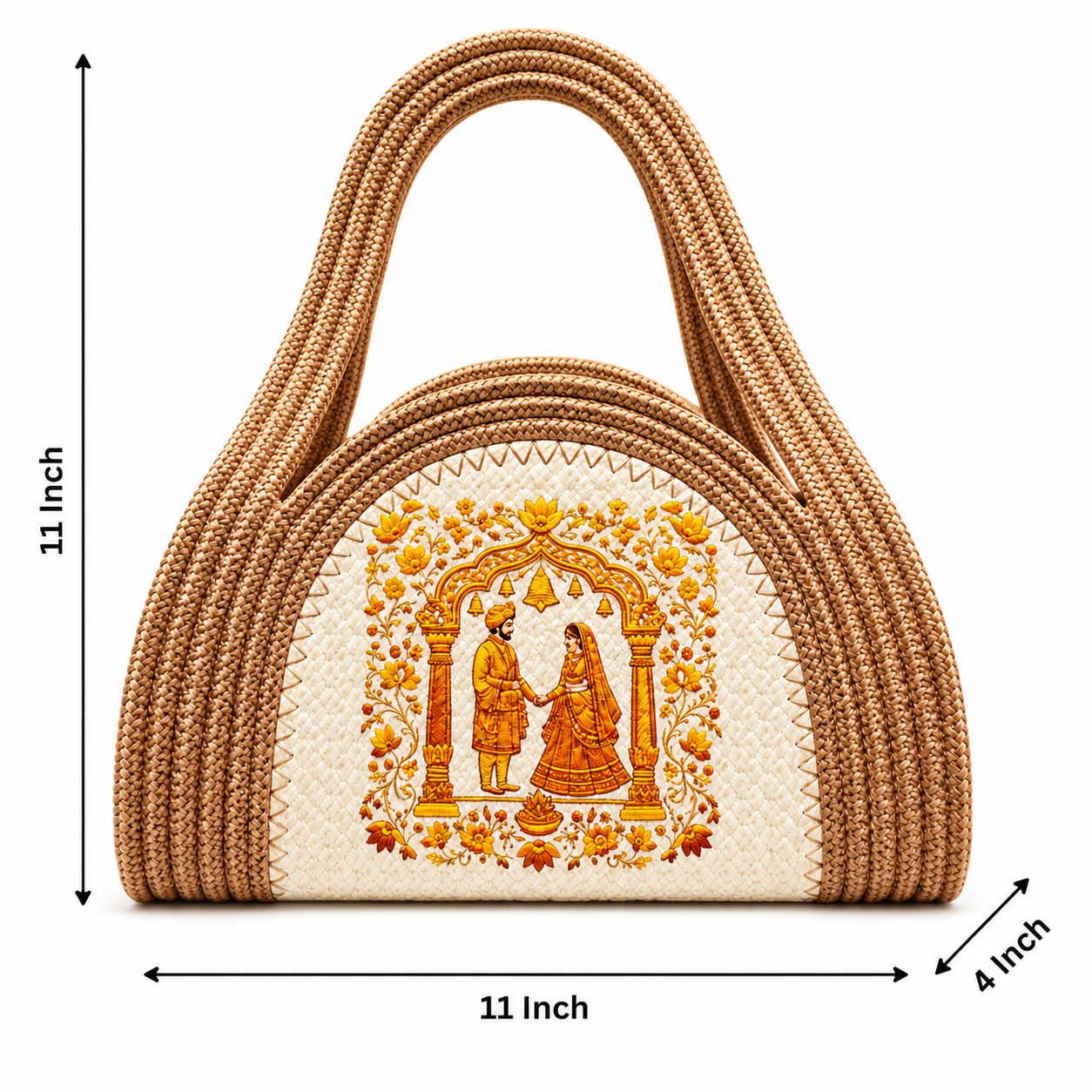 Traditional Royal Wedding Embroidered Woven Handbag – Elegant Ethnic Design