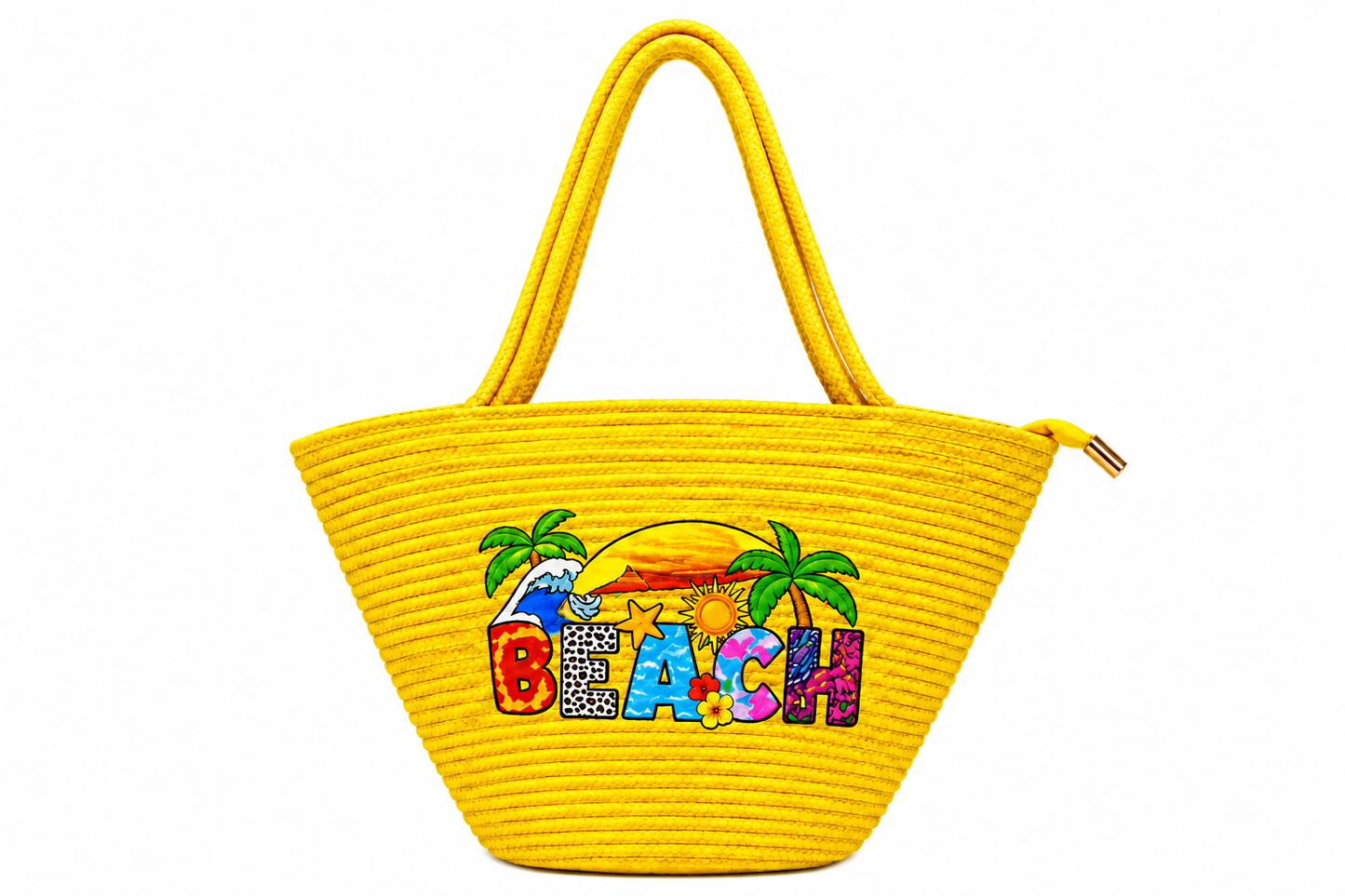 Women’s Pink Beach Tote Bag – Stylish Tropical Print Shoulder Handbag | 16×4×11 Inches