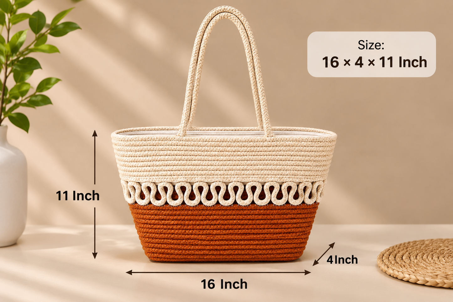 Handcrafted Woven Tote Bag | Stylish Jute Rope Shoulder Bag
