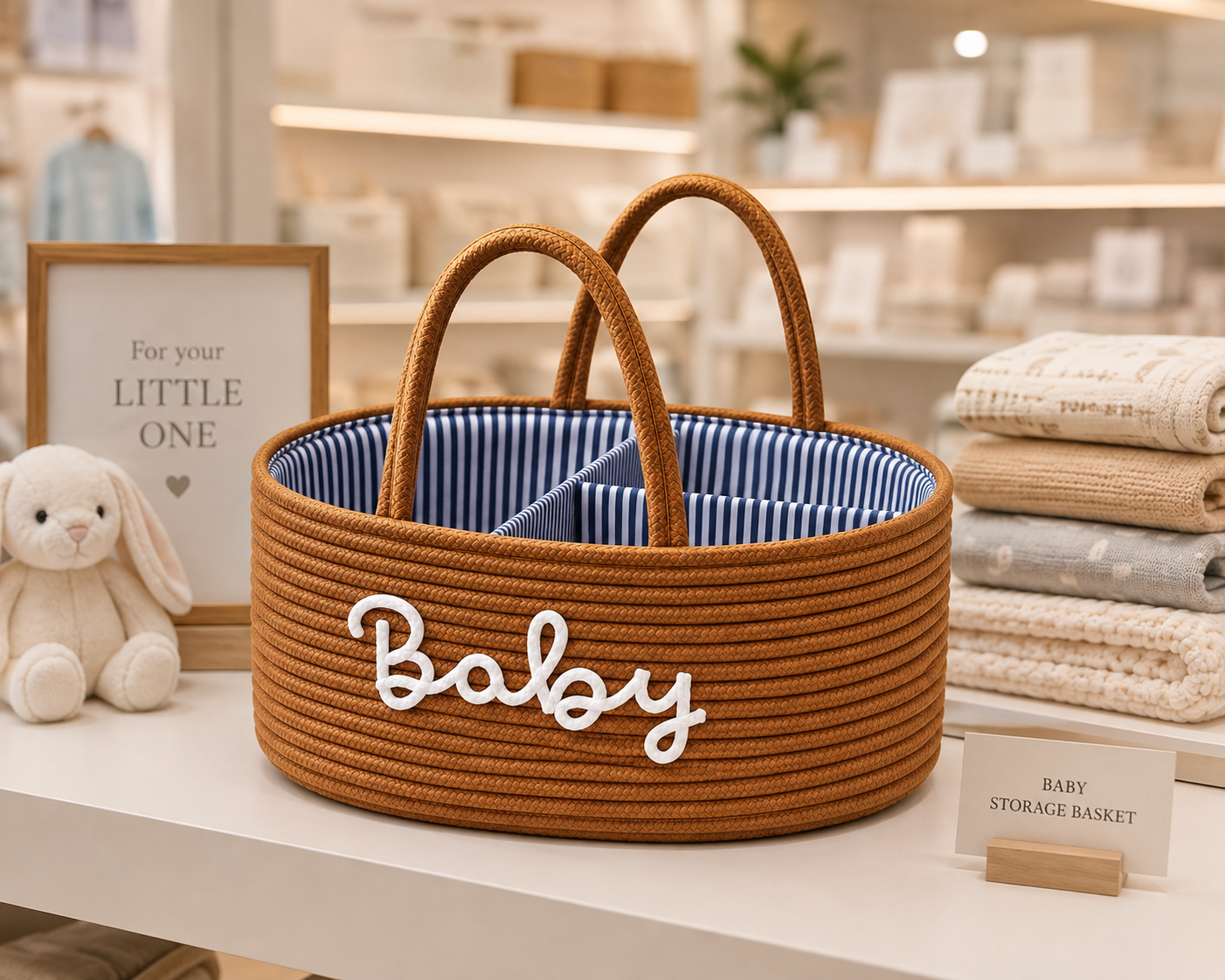 Baby Storage Basket with Handles – Stylish Nursery Organizer