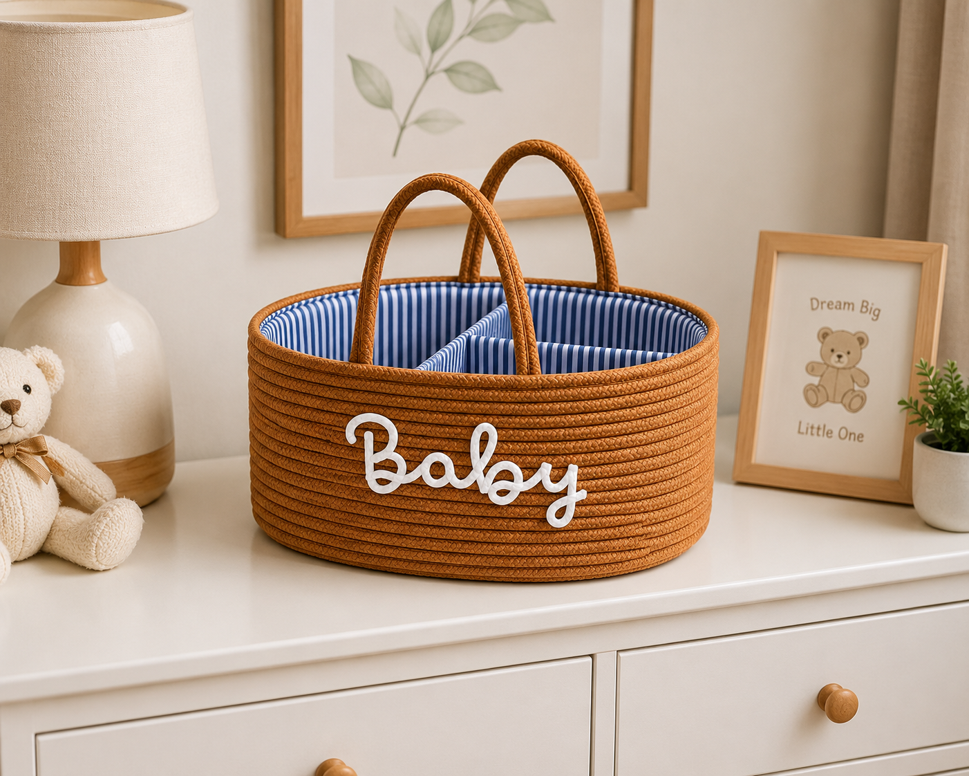 Baby Storage Basket with Handles – Stylish Nursery Organizer