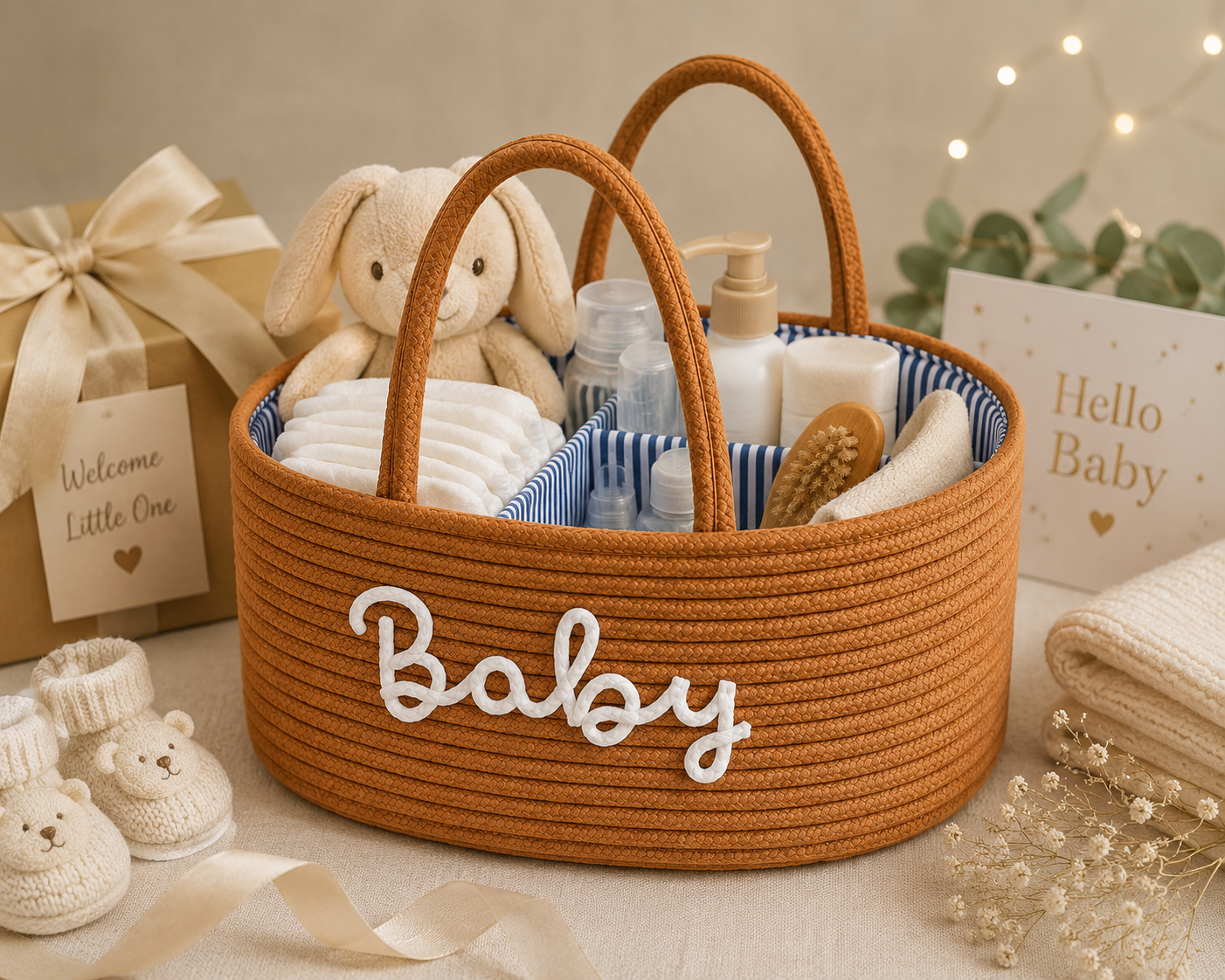 Baby Storage Basket with Handles – Stylish Nursery Organizer