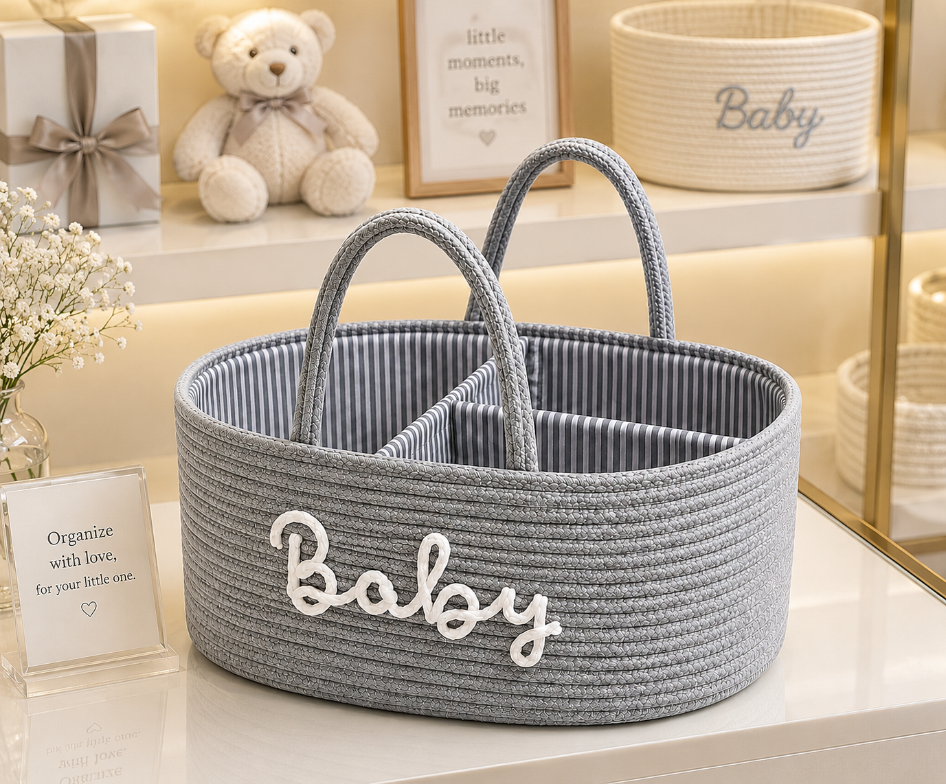Baby Storage Basket with Handles – Stylish Nursery Organizer