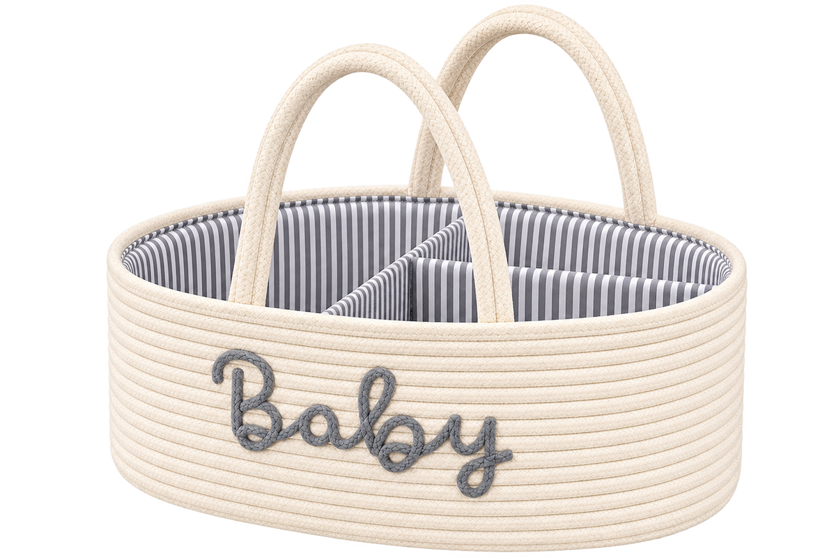 Baby Storage Basket with Handles – Stylish Nursery Organizer-12x8x8 inch