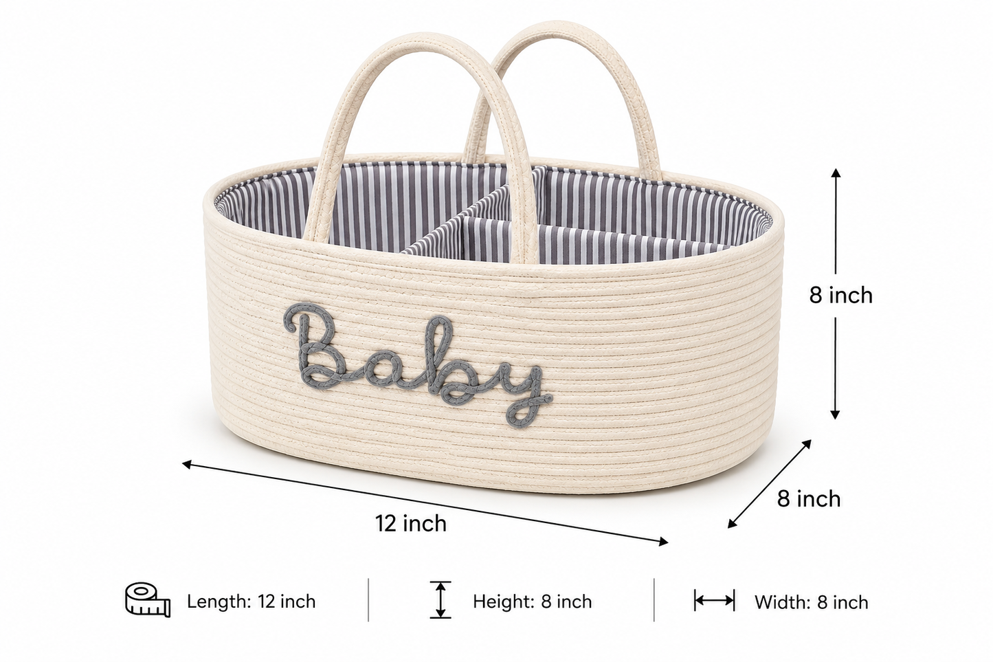 Baby Storage Basket with Handles – Stylish Nursery Organizer
