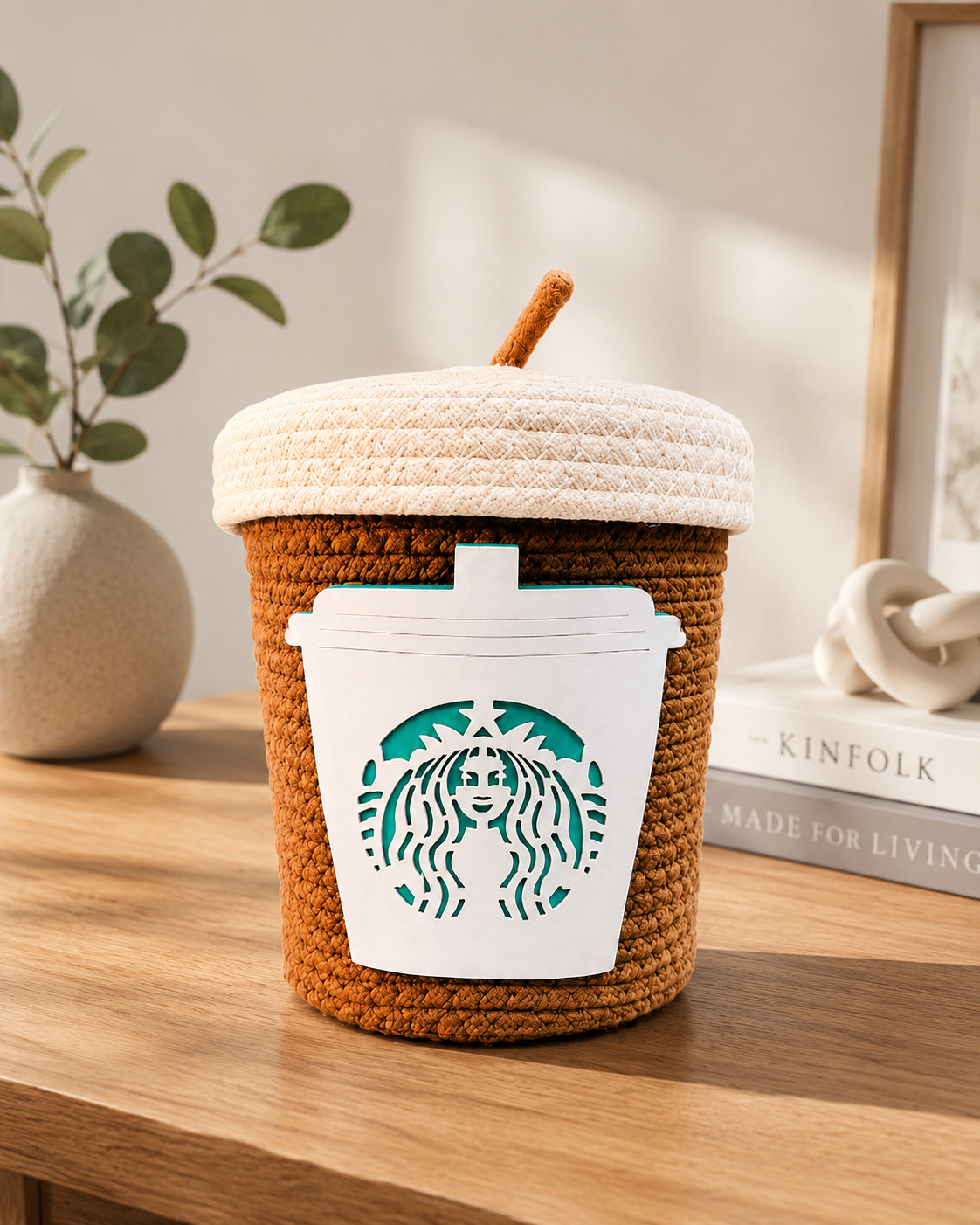 Set of 3 Woven Storage Baskets with Lids – Decorative Cup Design