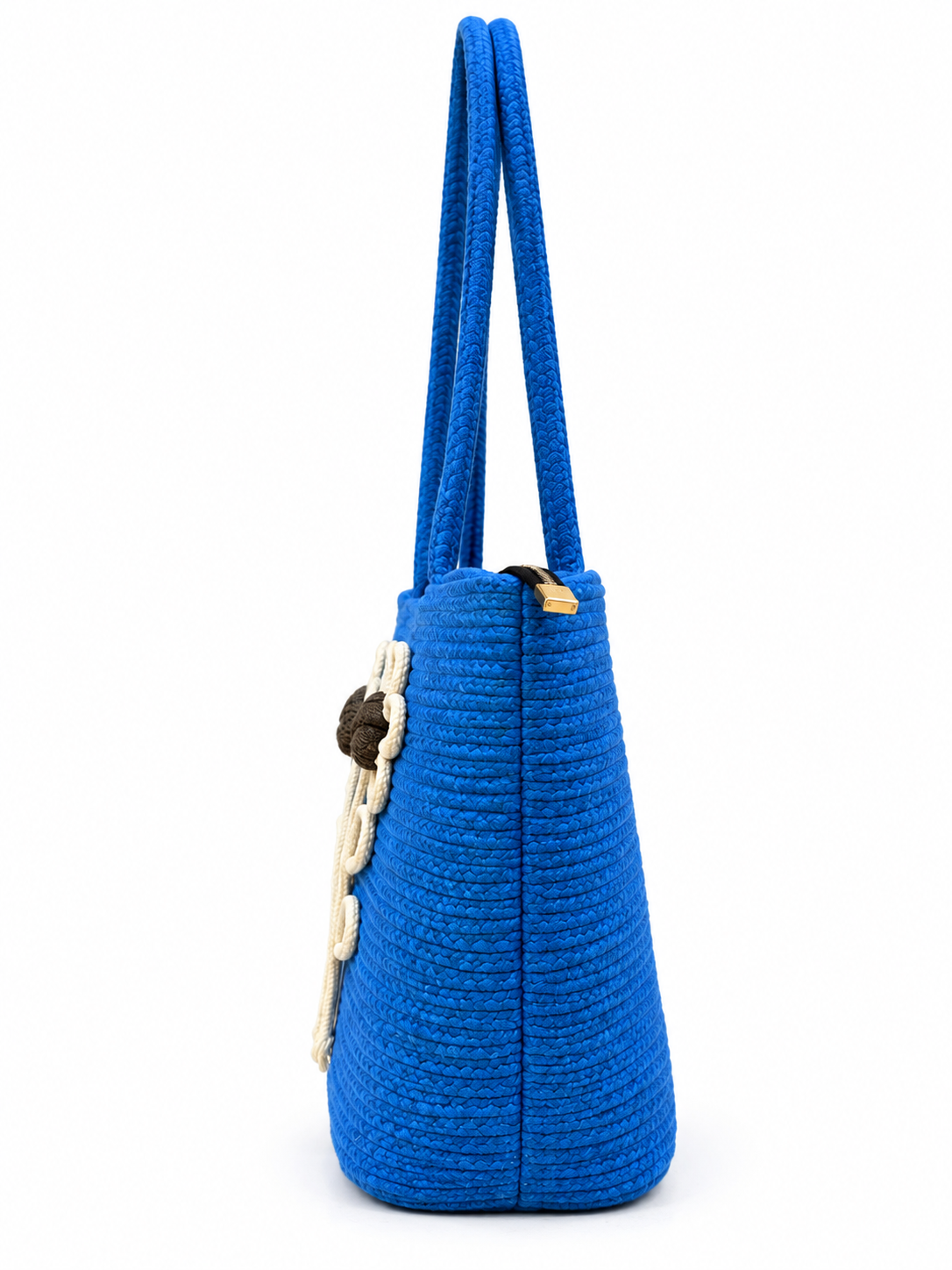 Royal Blue Daisy Bloom Handmade Jute Handbag– 16 × 11 Inch
