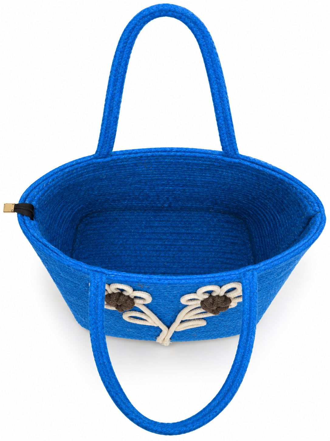 Royal Blue Daisy Bloom Handmade Jute Handbag– 16 × 11 Inch