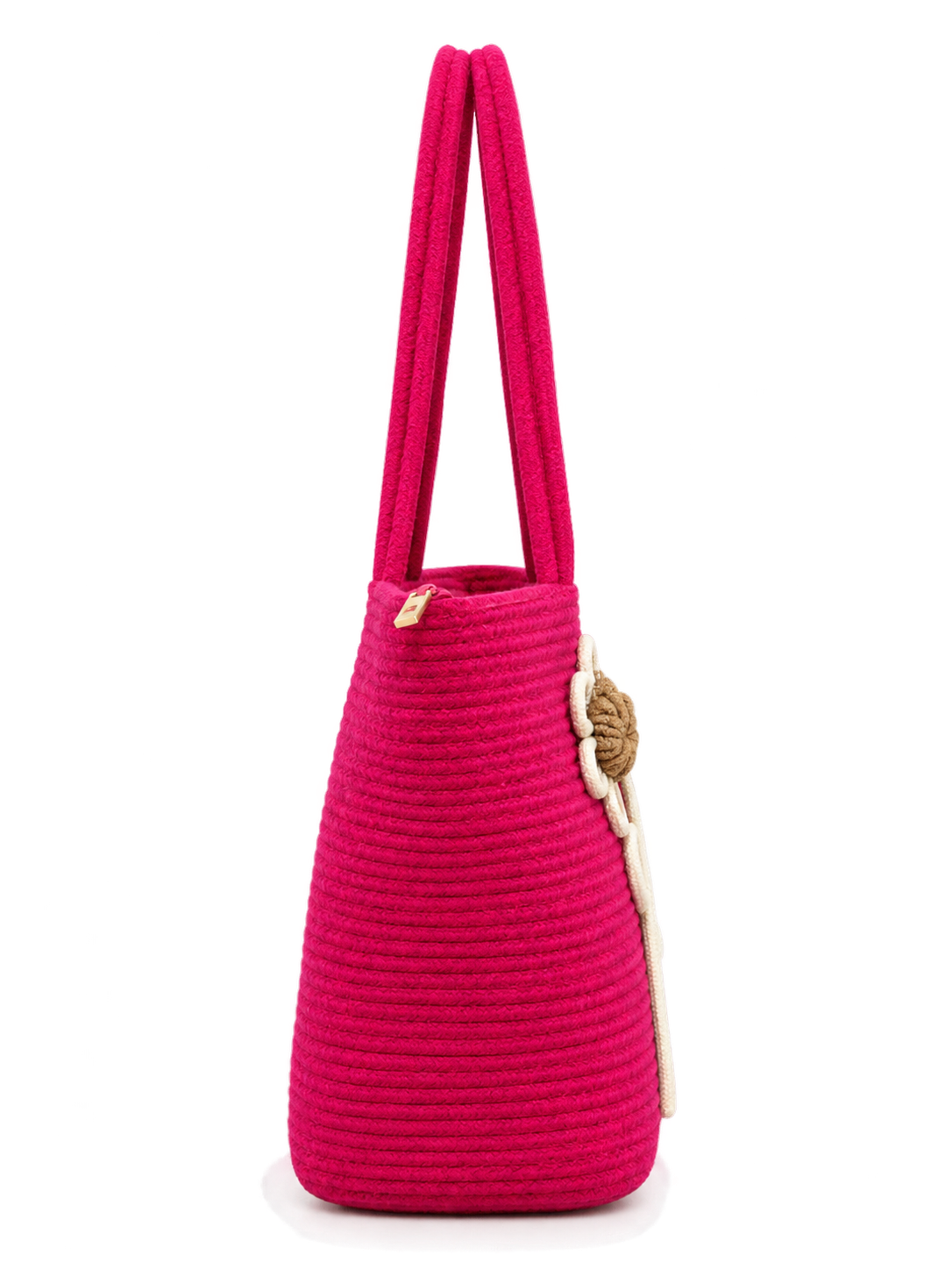 Red Daisy Bloom Handmade Jute Handbag
