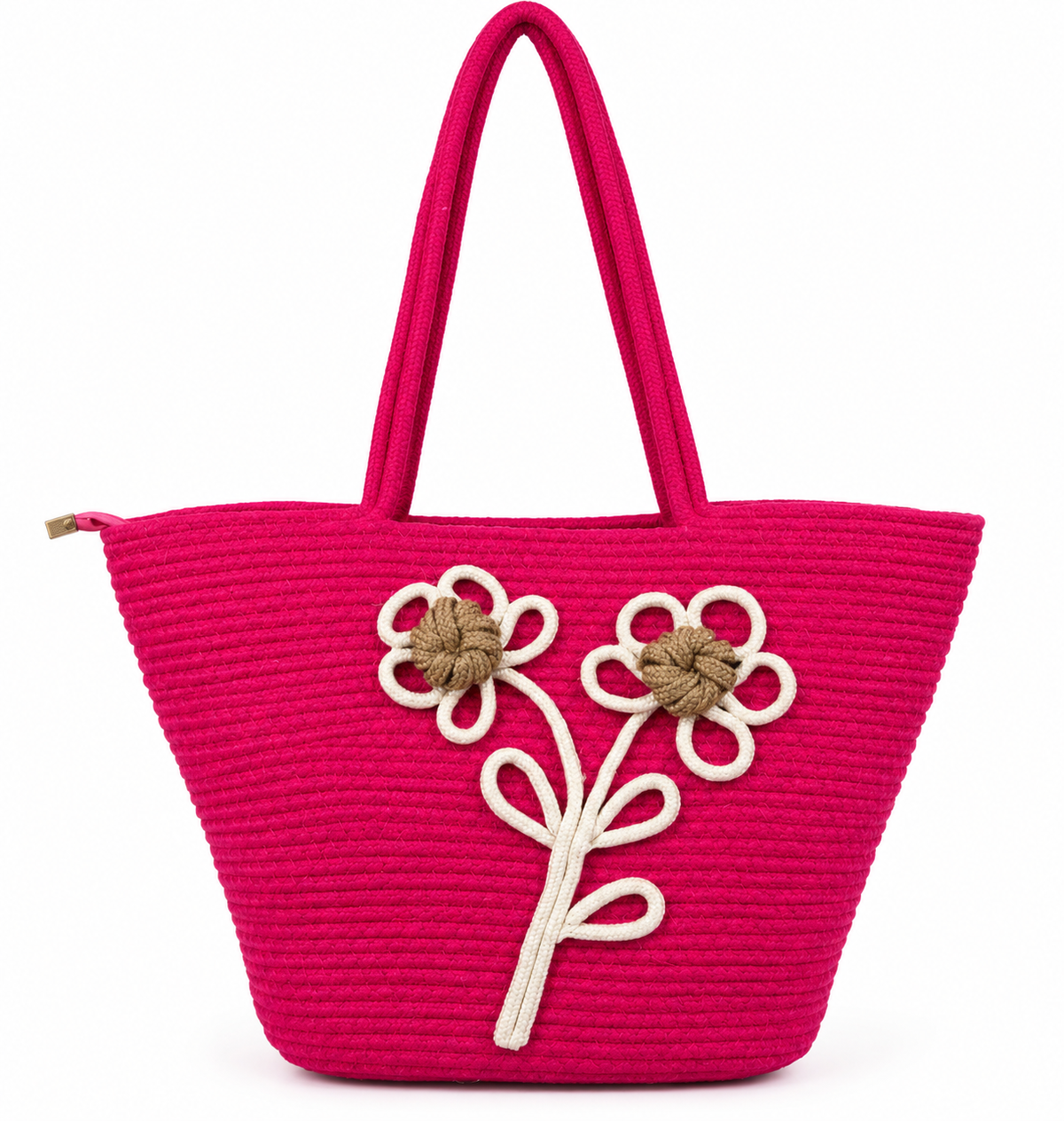 Red Daisy Bloom Handmade Jute Handbag