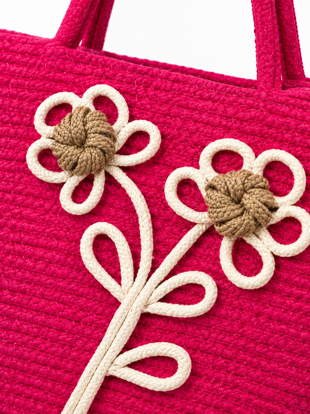Red Daisy Bloom Handmade Jute Handbag