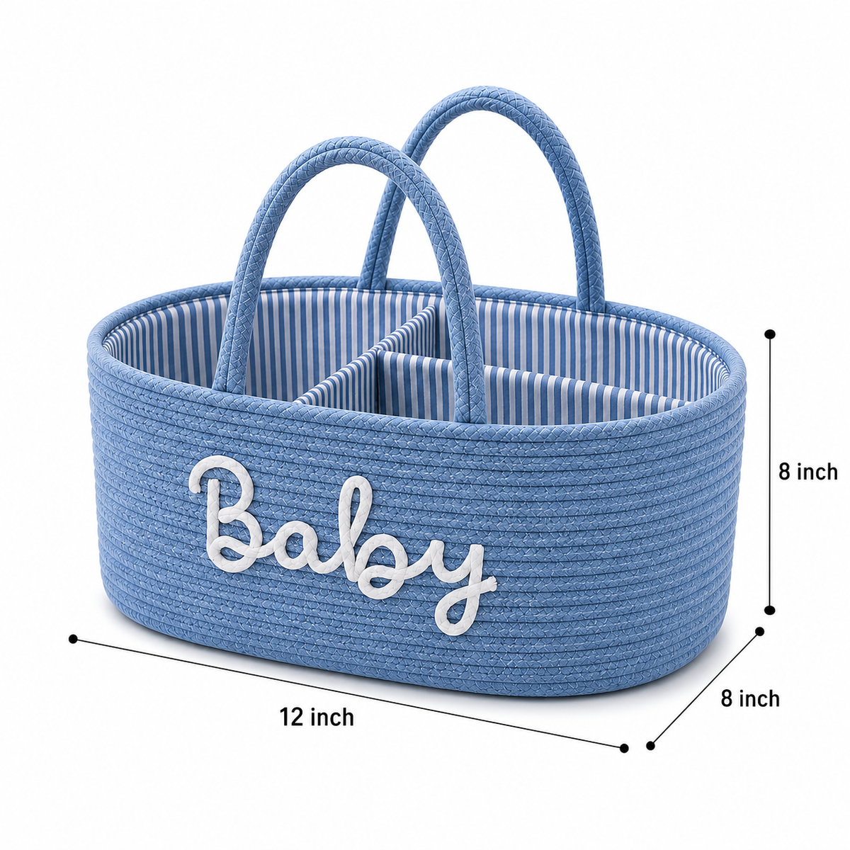 Baby Storage Basket with Handles – Stylish Nursery Organizer-12x8x8 inch