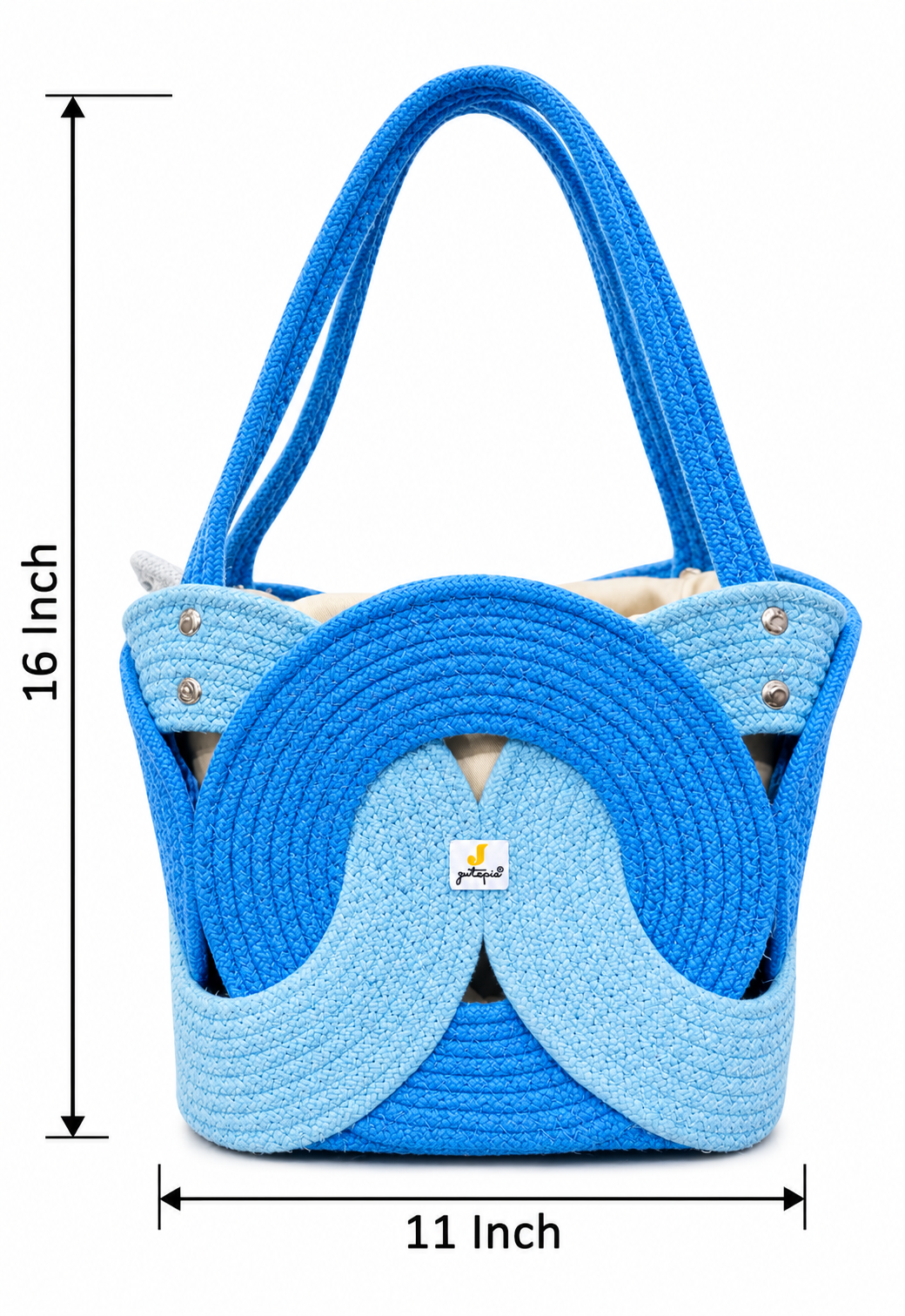 Handmade Braided Cotton Tote Bag with Butterfly Design | Stylish & Reusable Shoulder Carry Bag | Available in 7 Colours-11x16 inch