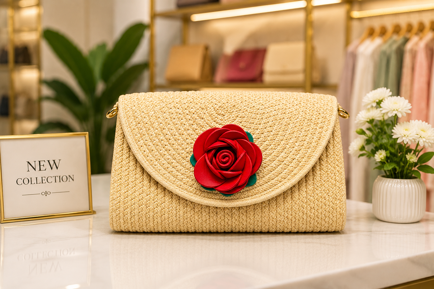 Blue Handmade Woven Sling Bag with Floral Design | Stylish Crossbody Clutch