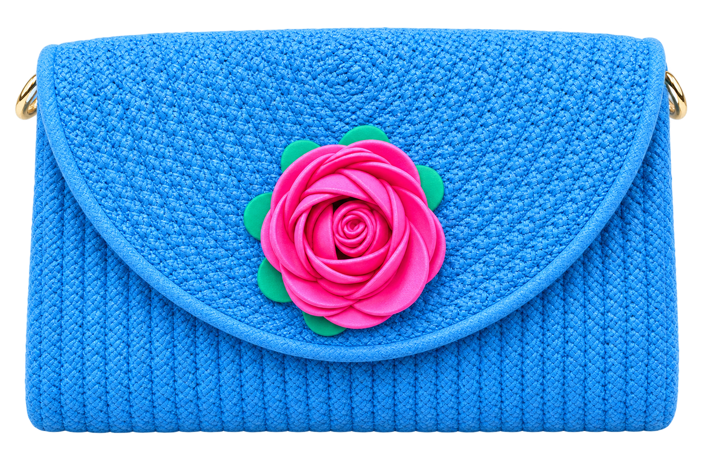 Blue Handmade Woven Sling Bag with Floral Design | Stylish Crossbody Clutch