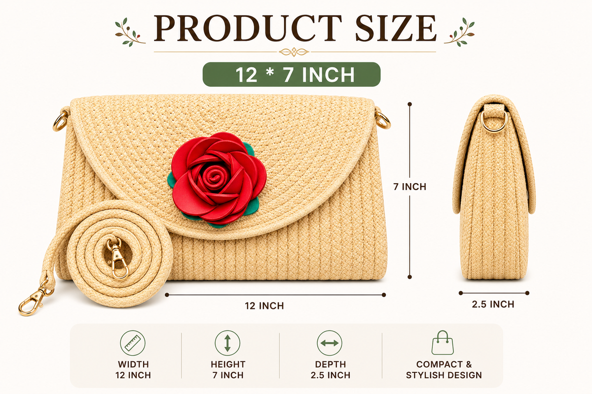 Blue Handmade Woven Sling Bag with Floral Design | Stylish Crossbody Clutch