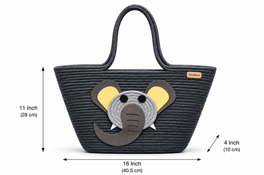 Elephant Face Woven Jute Tote Bag – Cute Eco-Friendly Shopping & Gift Bag