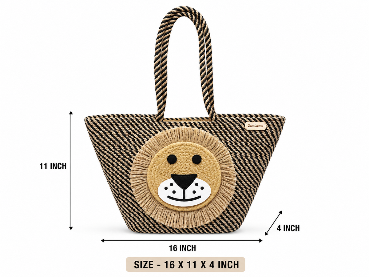Cute Penguin Jute Tote Bag for Kids & Women – Handmade Rope Shopping Bag